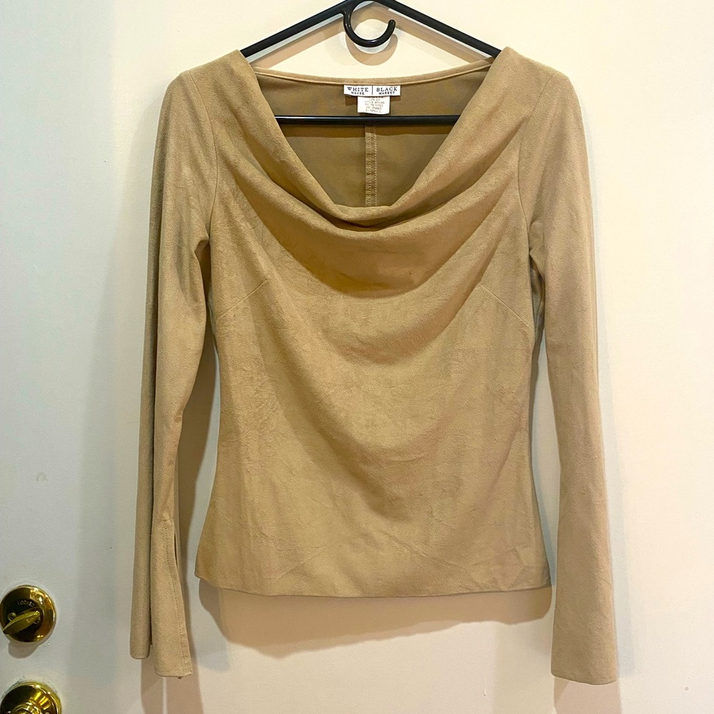 White House Black Market Top with Bell Sleeves and Draped Neckline Size XS